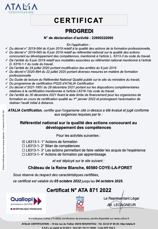 Certification Qualiopi en cours 